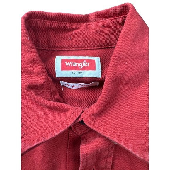 Wrangler Comfort Flex Shirt Red Long Sleeve Mens L‎ | D1 - Picture 2 of 7